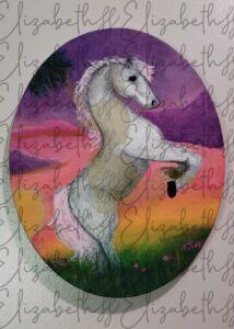 fantasy painting of a silver horse with white hair