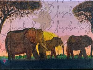 elephants at sunset in africa painting